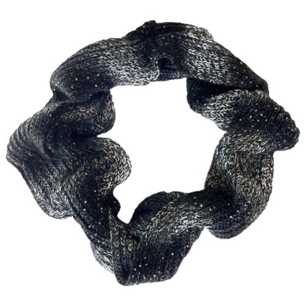 Calvin Klein Ombre Black Grey‎ Sequin Thick Knit Infinity Scarf
